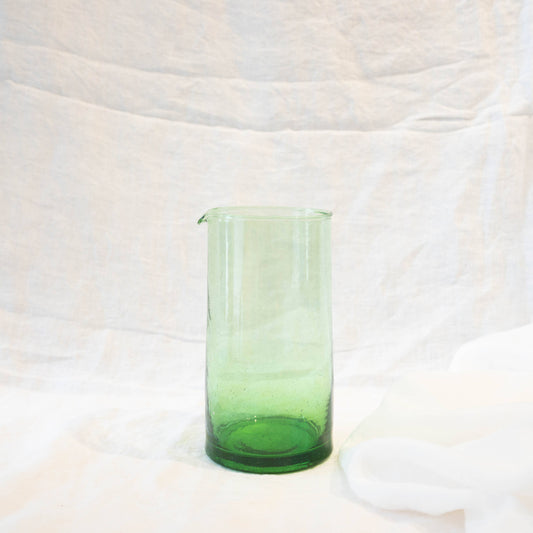 Moroccan Pitcher Green - Hand Blown Recycled Glass