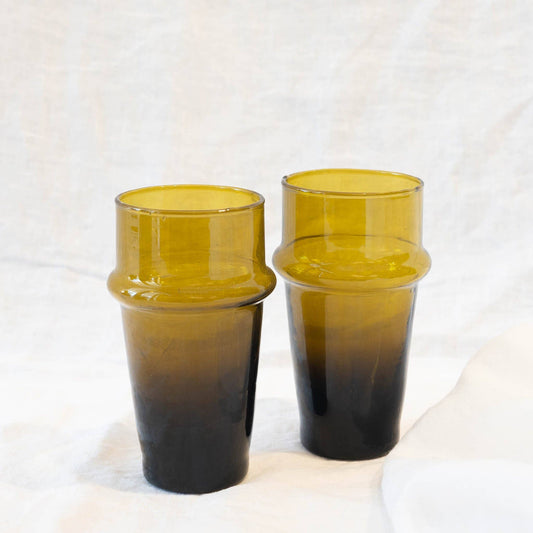 Moroccan Glasses Bronze- Hand Blown Recycled Glass Tumbler Medium