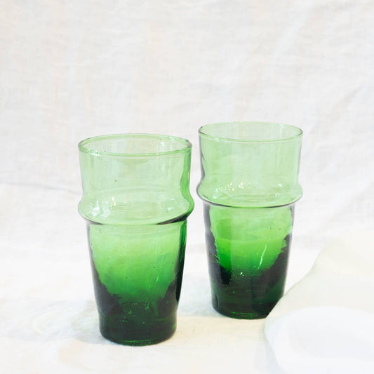 Moroccan Glasses Green - Hand Blown Recycled Glass Tumbler