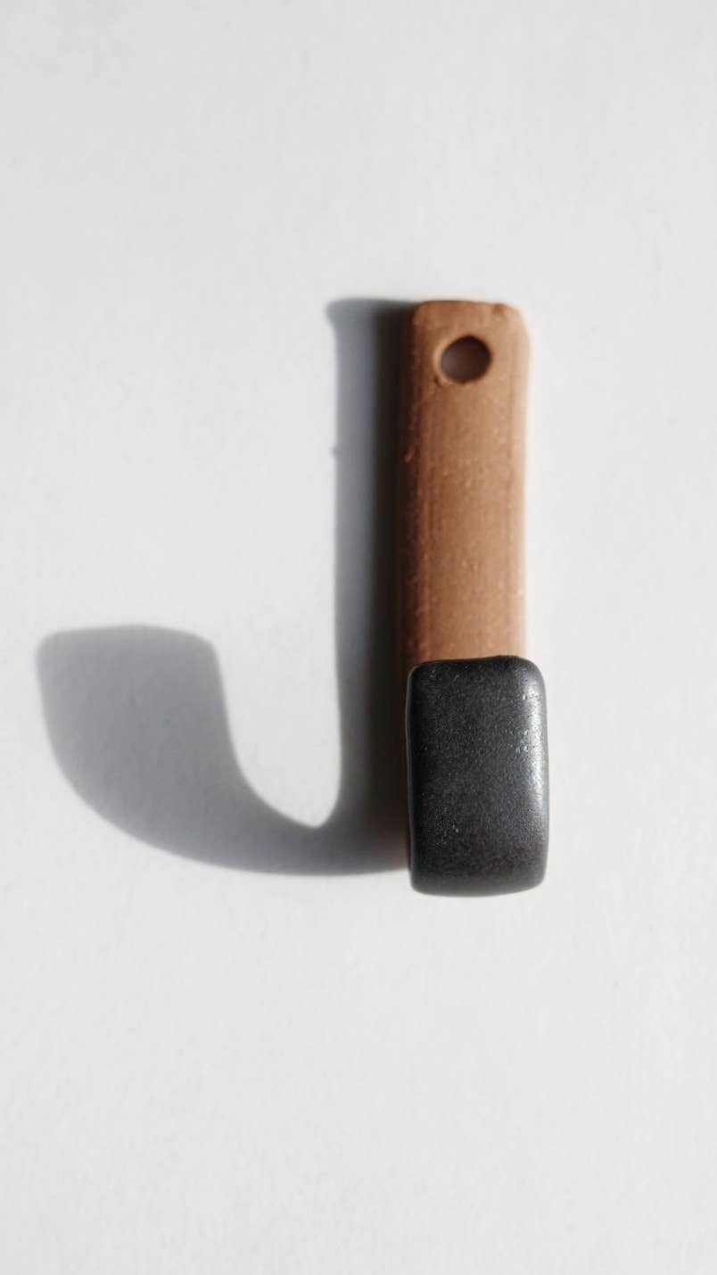 Ceramic Key Hook Black Handmade Pottery