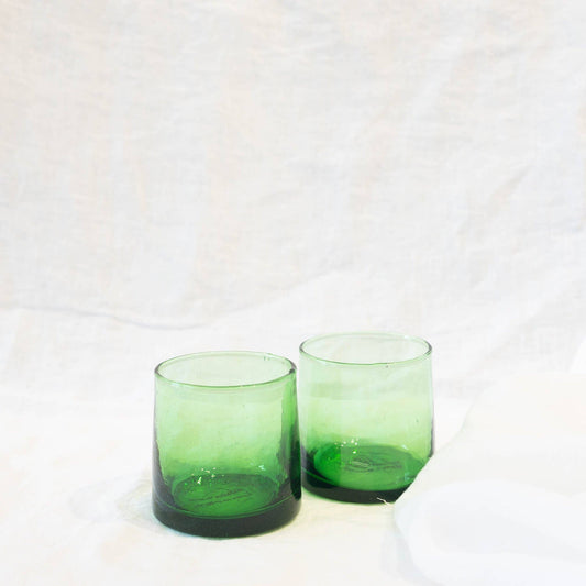 Moroccan Tumblers Green - 100% Hand Blown Recycled Glass Medium