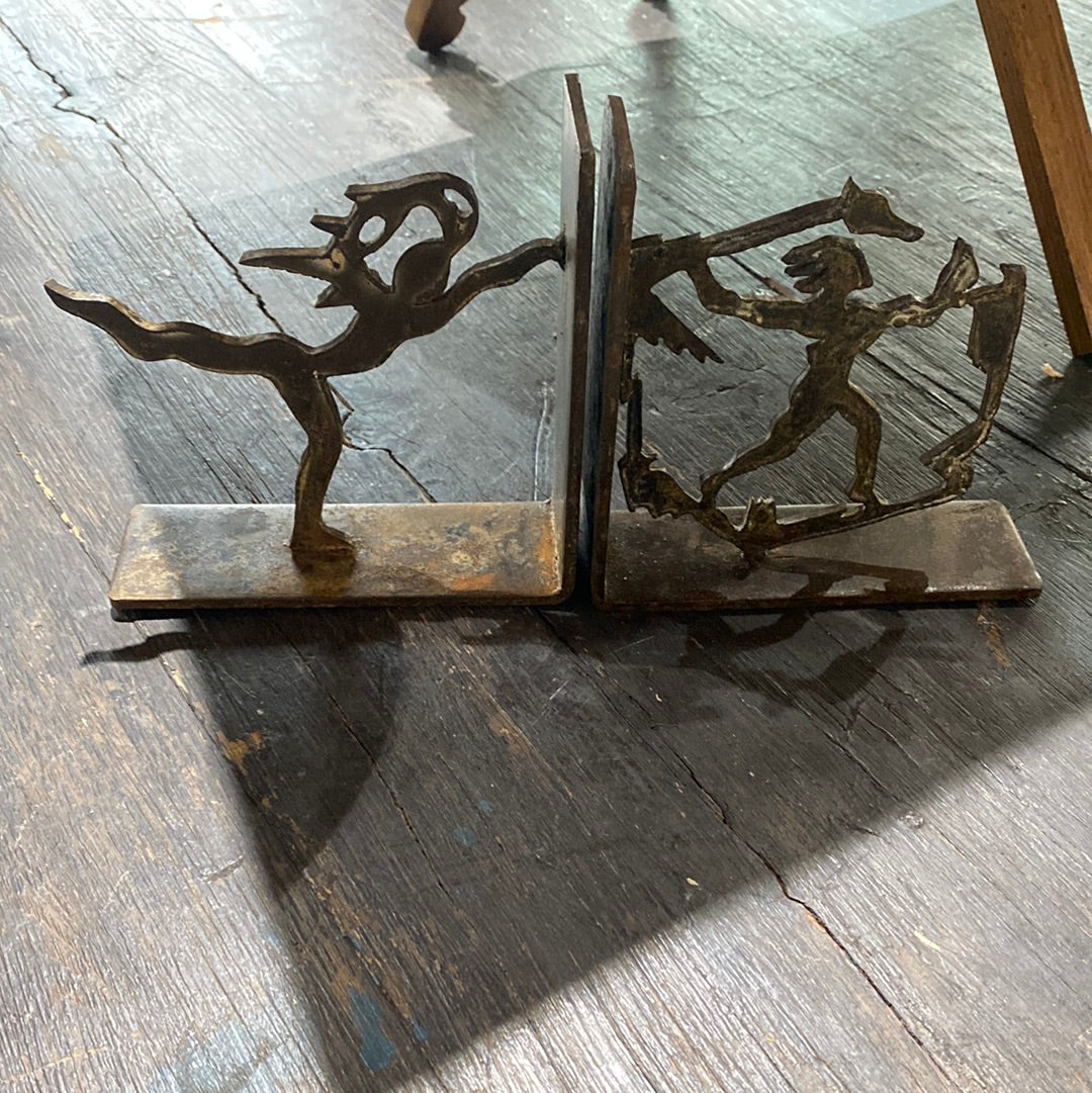 Vintage brass figure bookends