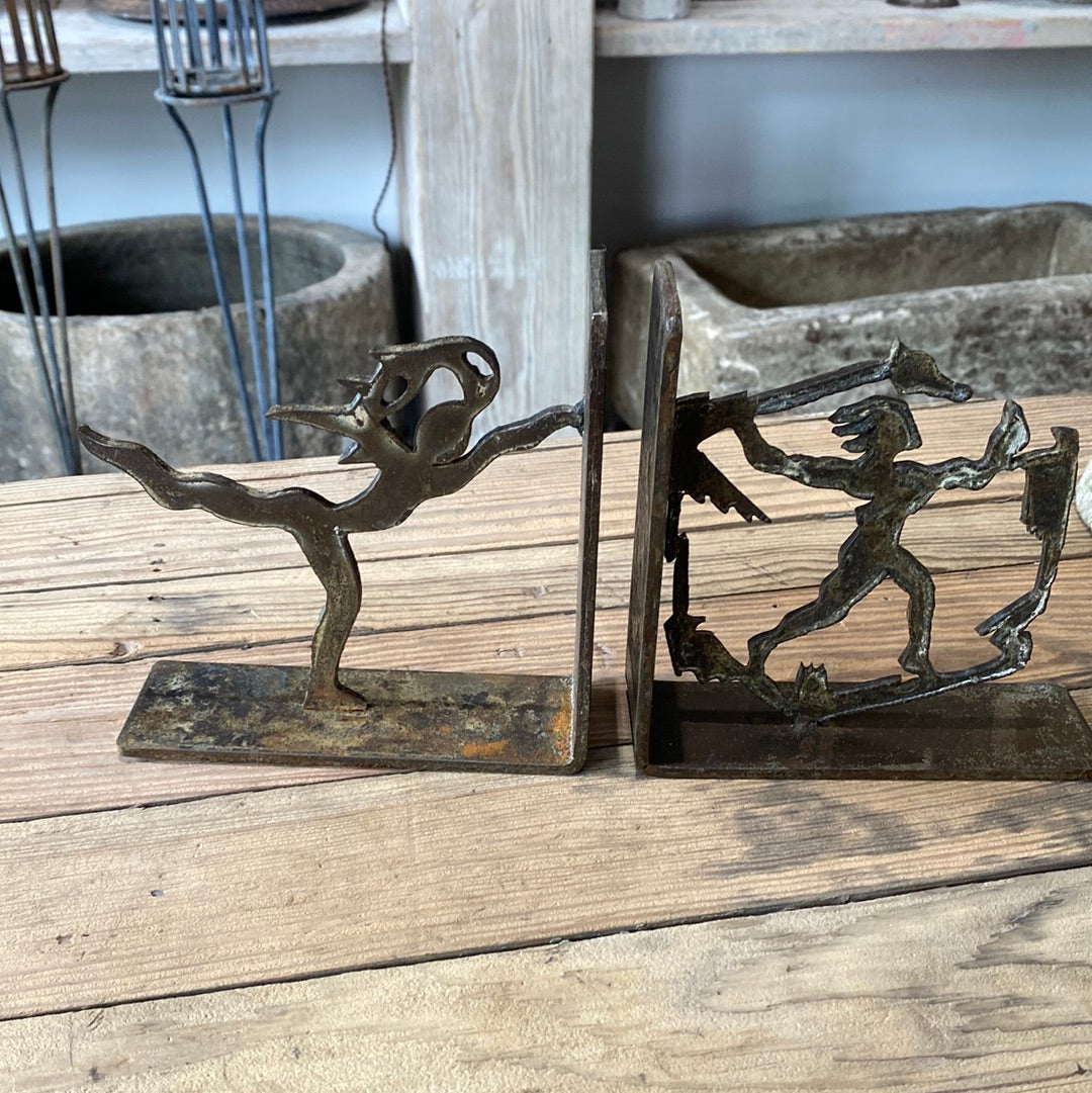 Vintage brass figure bookends