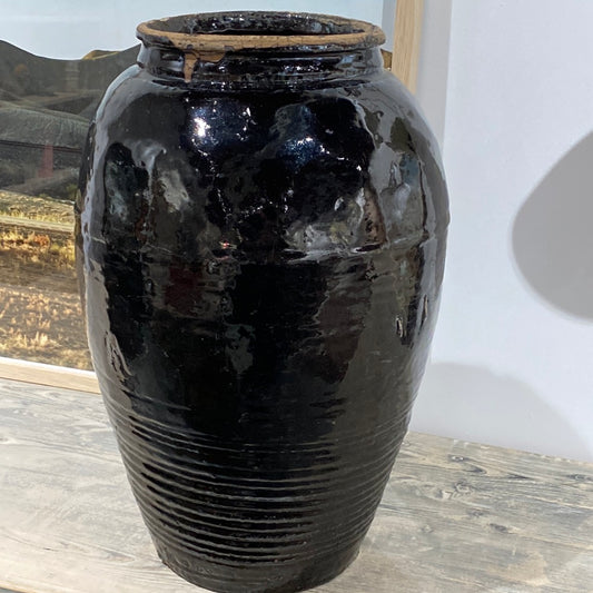 Large Black Glazed Pot