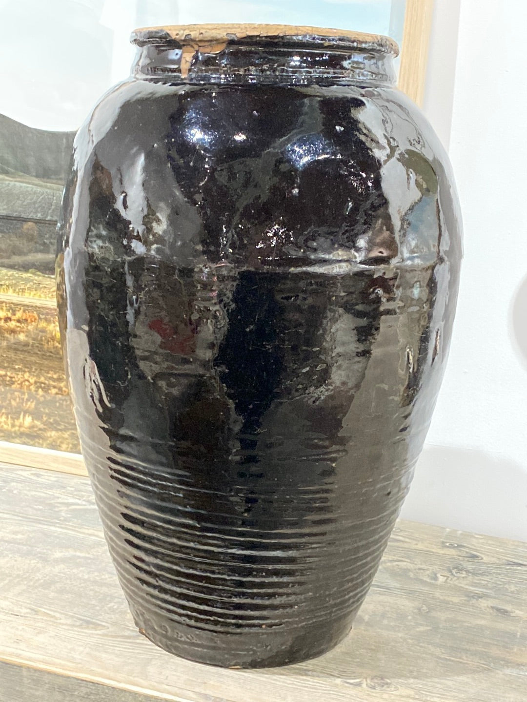 Large Black Glazed Pot