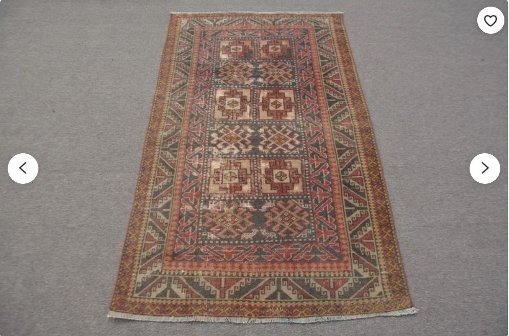 Vintage Turkish Accent Rug 3'1''x5'3''